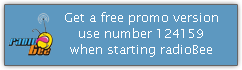 To get a free single radioBee version for this station, open your PHONE browser and go to m.radiobee.com/promo, select your device, download radioBee and enter number 124159 when starting the application."